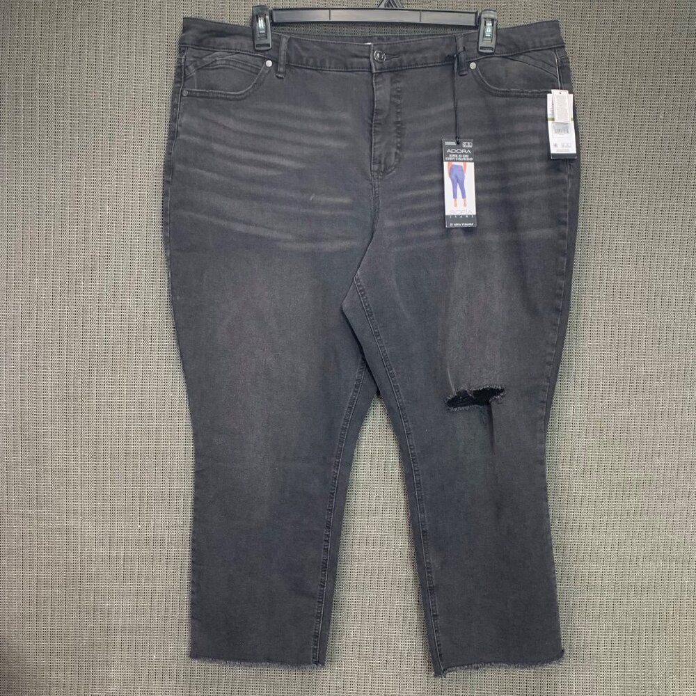 Sofia Vergara Adora Womens Size 18W Black Denim Hi-Rise Curvy Girlfriend Jeans